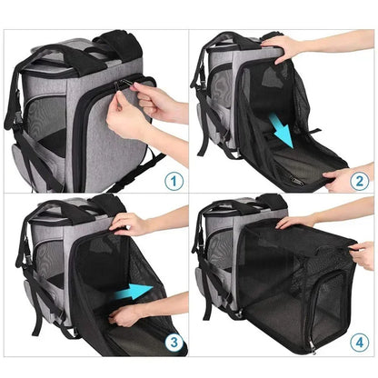 Sac à Dos Chat Chien, Extensible Sac Transport Pliable pour Petits Chiens