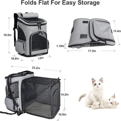 Sac à Dos Chat Chien, Extensible Sac Transport Pliable pour Petits Chiens